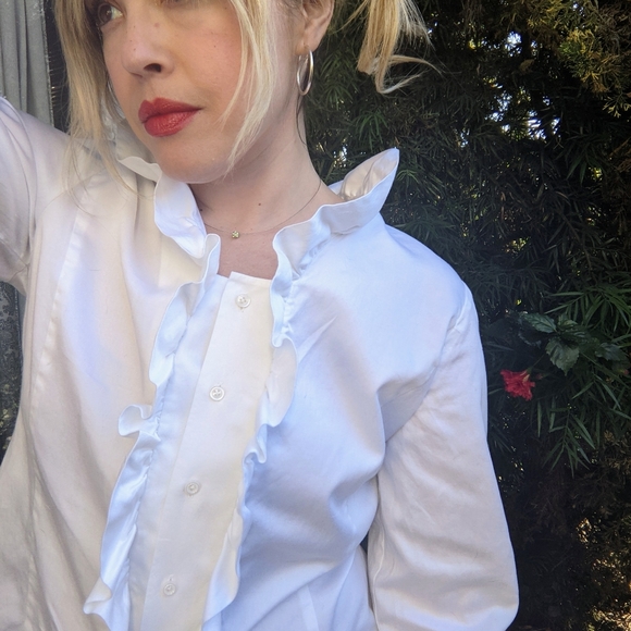 Y2K Ruffle Collar Blouse - Picture 3 of 6